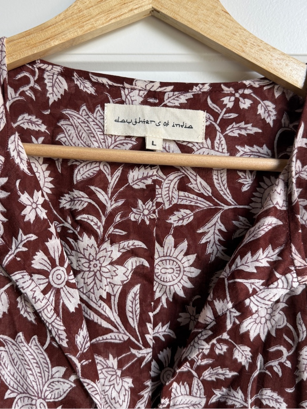 Daughters of India Brown and White Floral Tiered Mini Dress - Picture 3 of 6